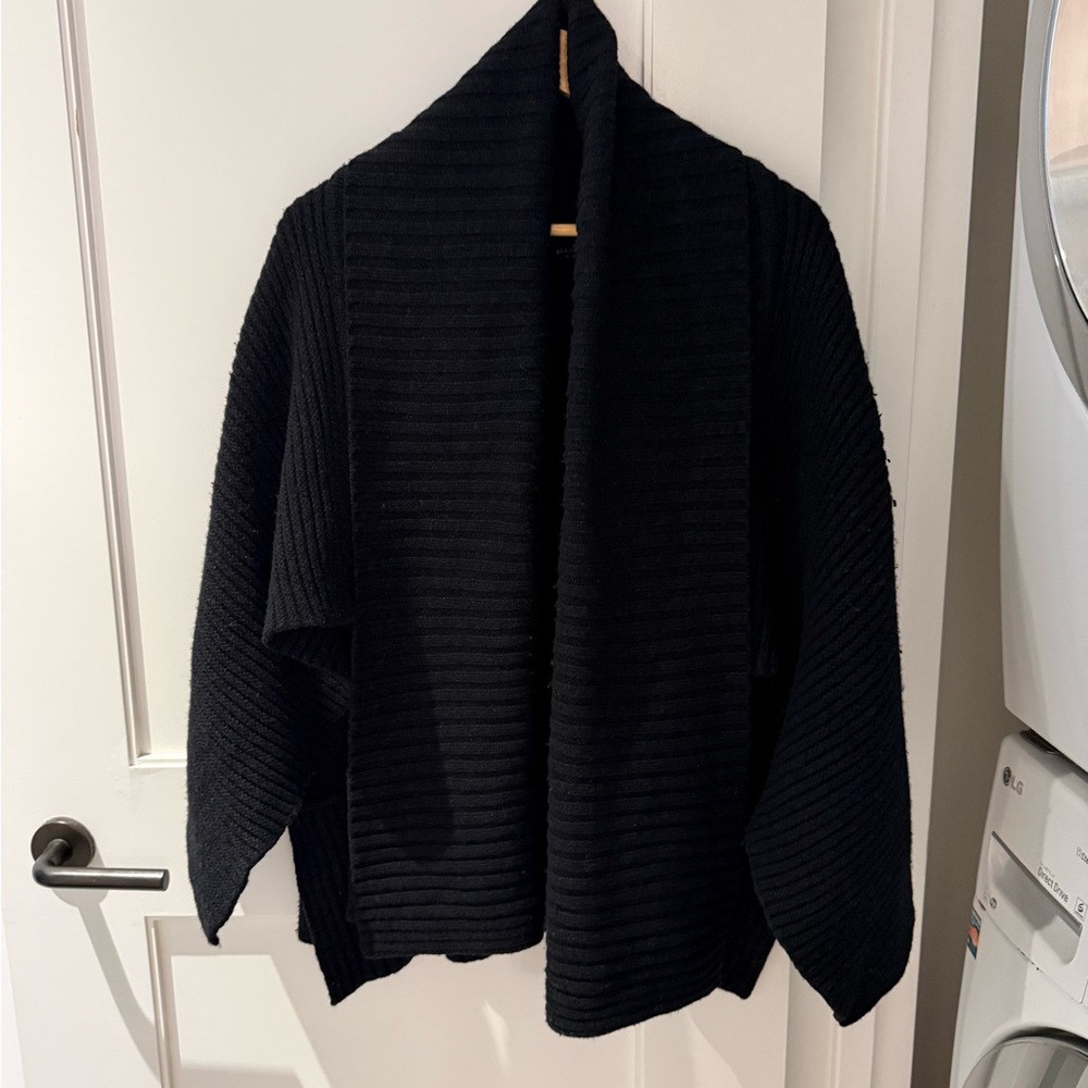 AllSaints Black Ribbed Knit Cardigan